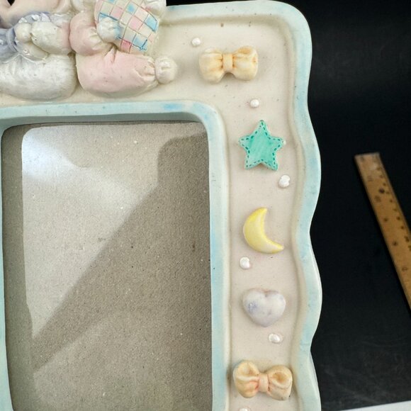 Vtg Russ Baby Nursery Small Ceramic Porcelain Tabletop Pic Photo Frame Pastel - Picture 10 of 12